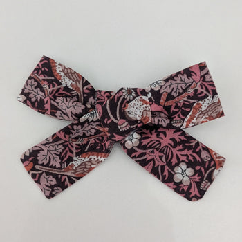 Bow Alligator Clip- Strawberry Thief Pink
